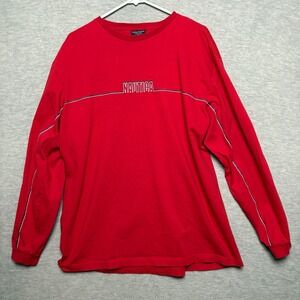 Y2K Nautica Long Sleeve T-Shirt Red Spellout Casual Top  Mens XL